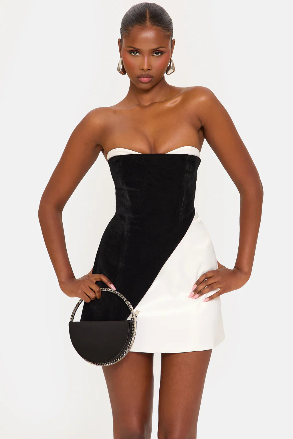 Contrast Velvet Mini Dress