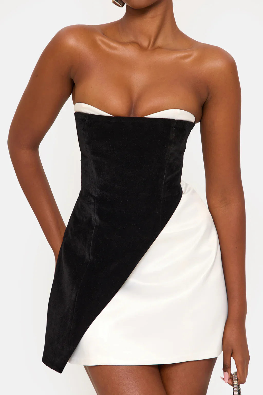 Contrast Velvet Mini Dress