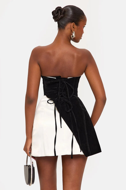 Contrast Velvet Mini Dress